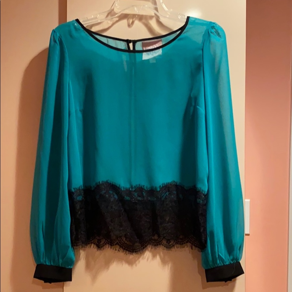 Romeo & Juliet Teal Green Sheer Top